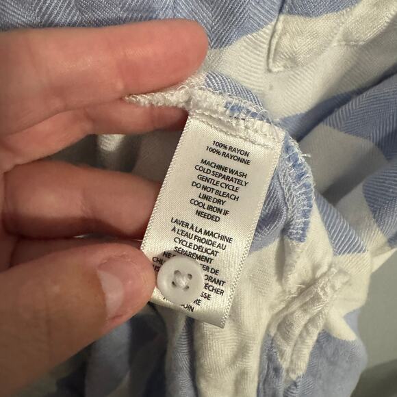 BeachLunchLounge Blue & White Stripe Button Down Top Women's Size XL 100% Rayon - Picture 5 of 5